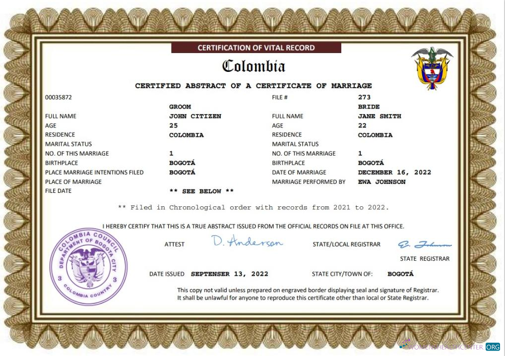 Download Colombia marriage certificate Word and PDF template Photoshop template
